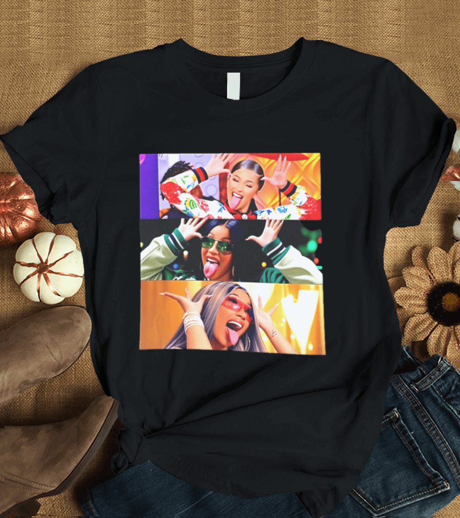 Cardi B Funny Faces Tongue Out Rapper Hip Hop Celebrity T-Shirt