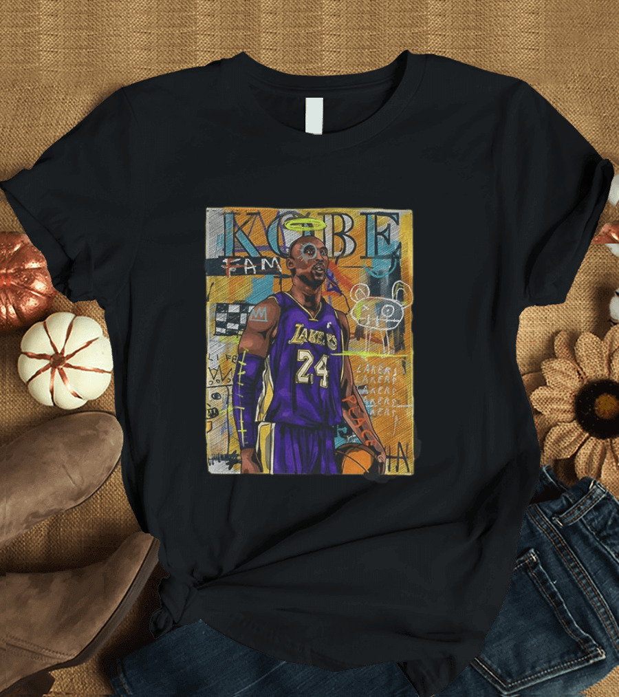 Kobe Bryant Lakers 24 Halo Peace Abstract Graffiti T-Shirt
