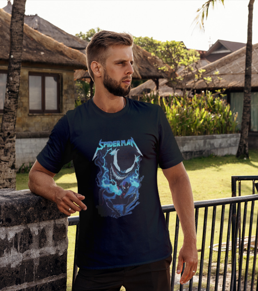 Spiderman Miles Morales Venom Cyan Lightning Charge T-Shirt