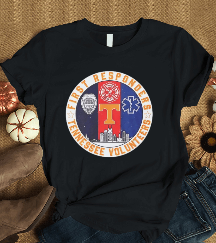 Tennessee Volunteers First Responders Police Fire EMS Skyline T-Shirt