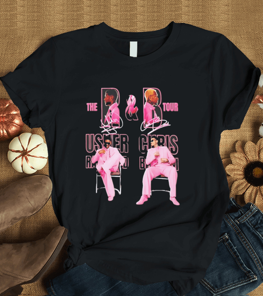 The R&B Tour Usher Raymond Chris Brown Pink Suit Concert Collaboration T-Shirt