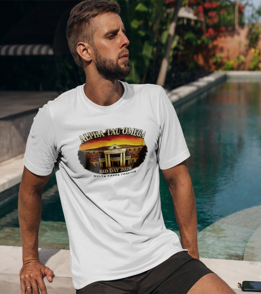 Alpha Tau Omega Fraternity Bid Day 2026 Delta Kappa Chapter House Sunset Sky T-Shirt