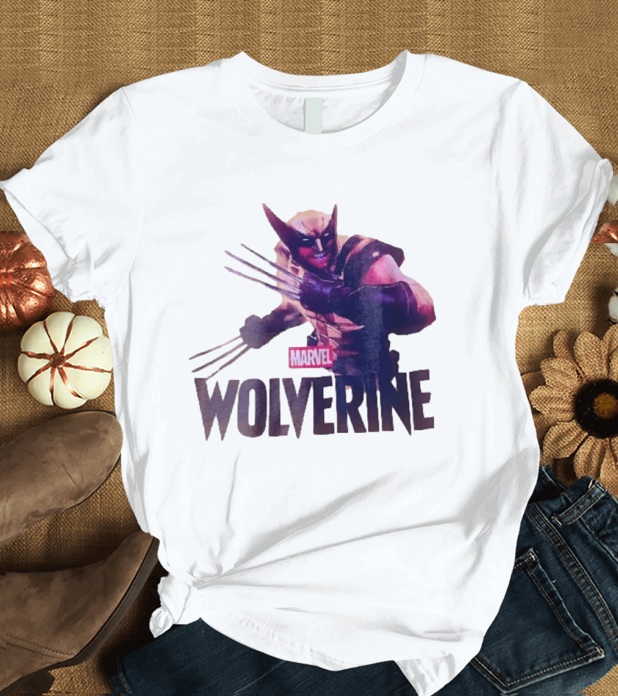 Marvel Wolverine Masked Superhero Claws Extended Purple Glow T-Shirt