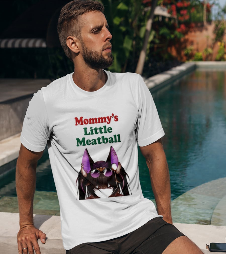 Mommy's Little Meatball Bat Vtuber Black Wings Purple Ears Playful T-Shirt