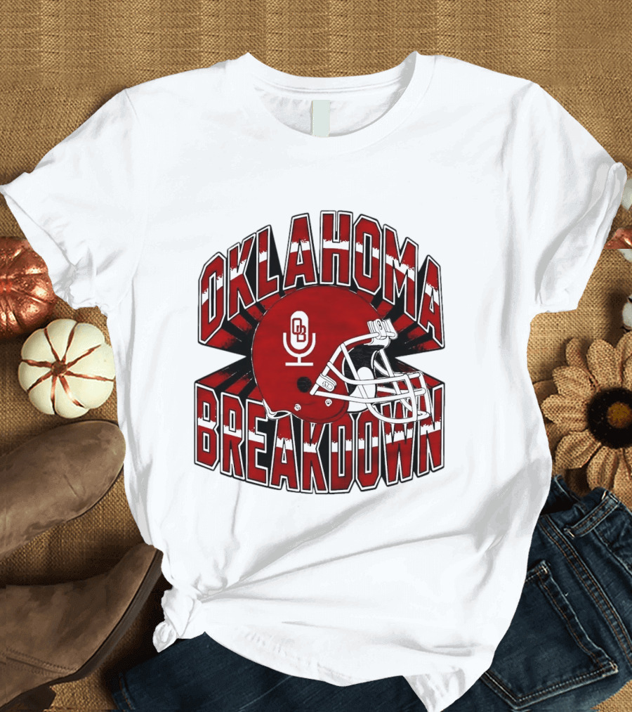 Oklahoma Breakdown Football Helmet OB Podcast T-Shirt