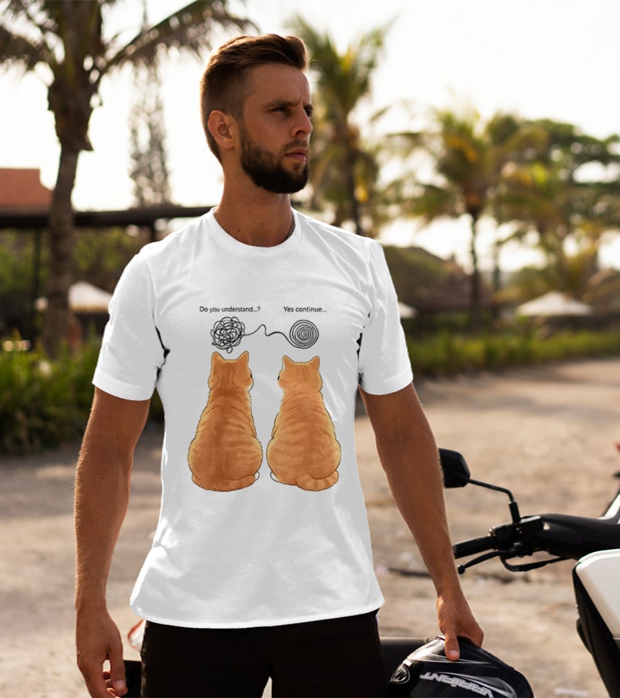 Orange Cats Do You Understand Yes Continue Yarn Tangle T-Shirt