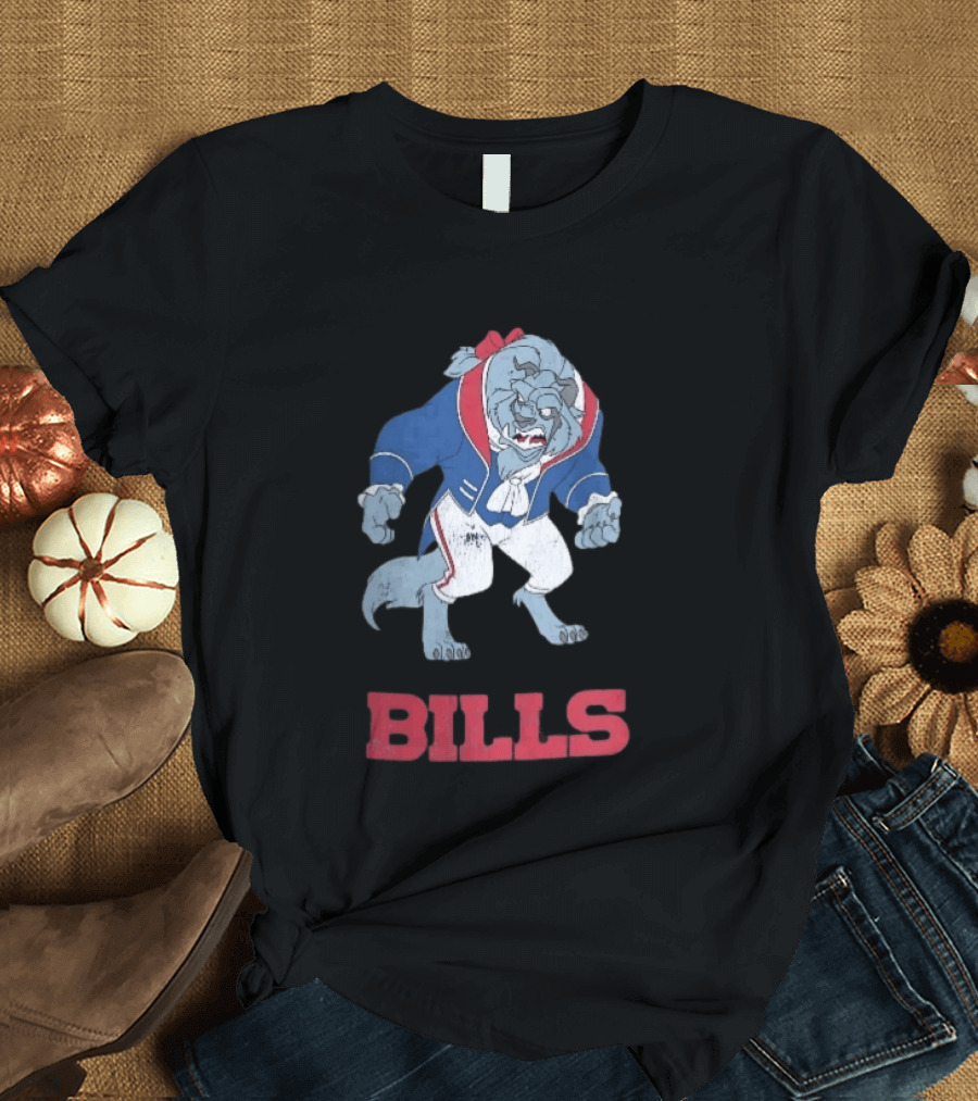 Buffalo Bills Distressed Cartoon Beast Snarling BILLS T-Shirt