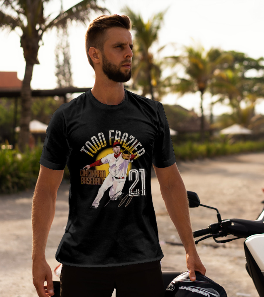 Todd Frazier Cincinnati Baseball 21 Fielding Yellow Sun T-Shirt