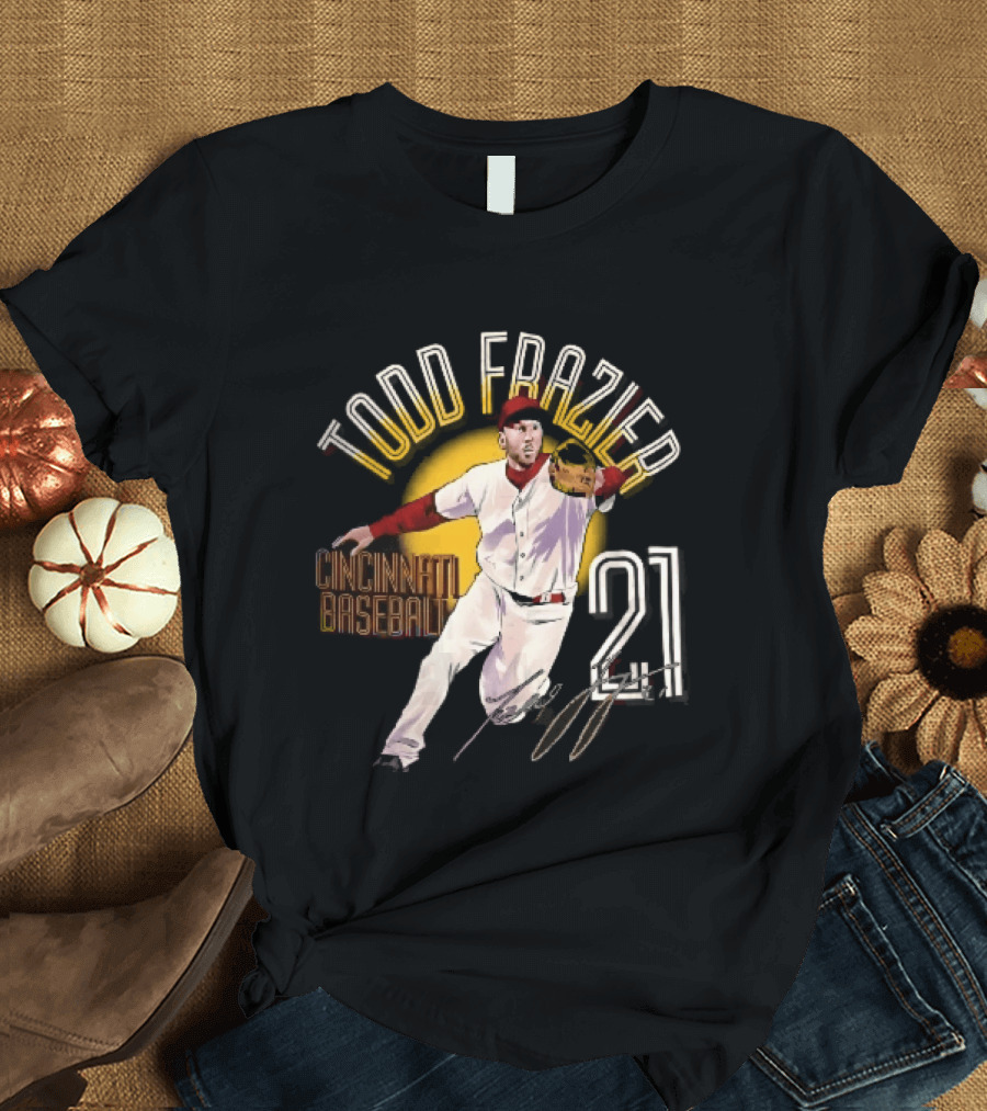 Todd Frazier Cincinnati Baseball 21 Fielding Yellow Sun T-Shirt