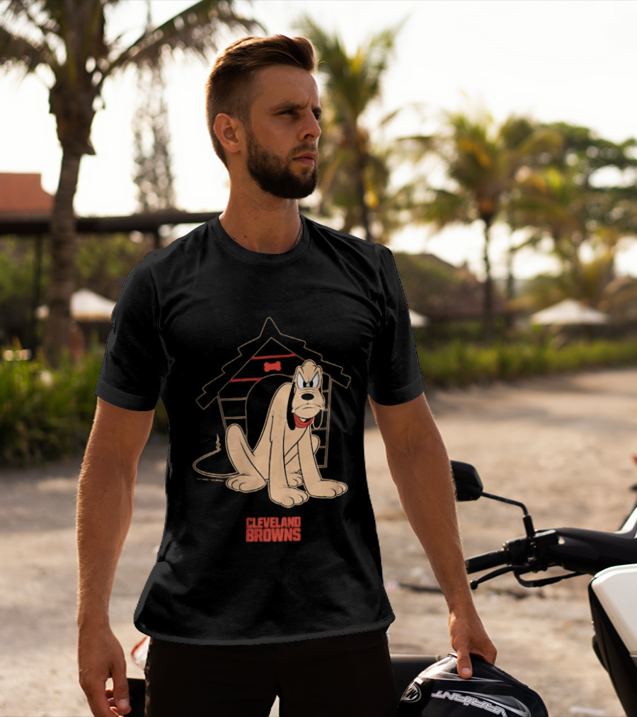 Cleveland Browns Angry Pluto Disney Cartoon Dog Doghouse T-Shirt