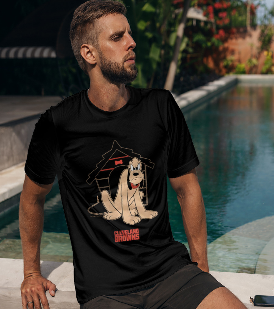 Cleveland Browns Angry Pluto Disney Cartoon Dog Doghouse T-Shirt