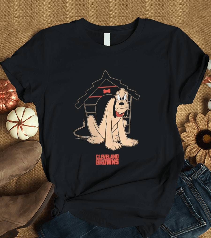Cleveland Browns Angry Pluto Disney Cartoon Dog Doghouse T-Shirt