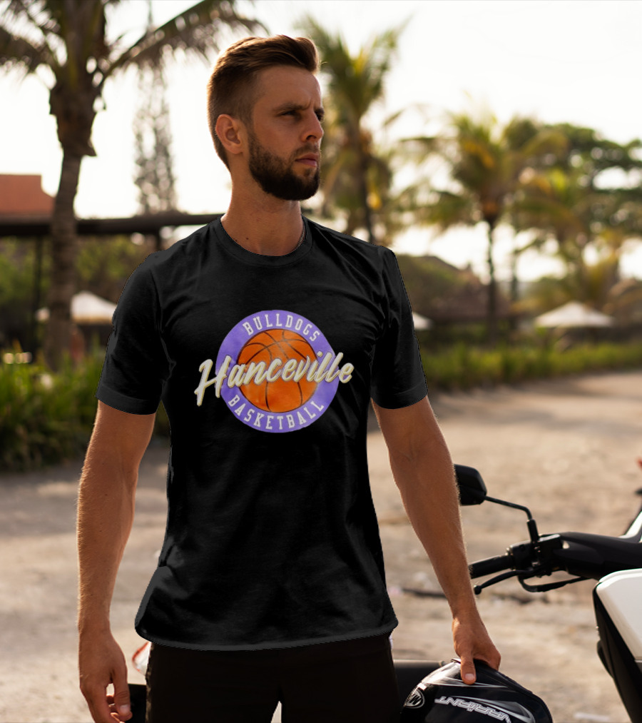 Hanceville Bulldogs Basketball Purple Circle Orange Ball T-Shirt