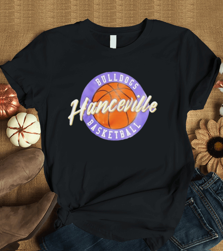 Hanceville Bulldogs Basketball Purple Circle Orange Ball T-Shirt