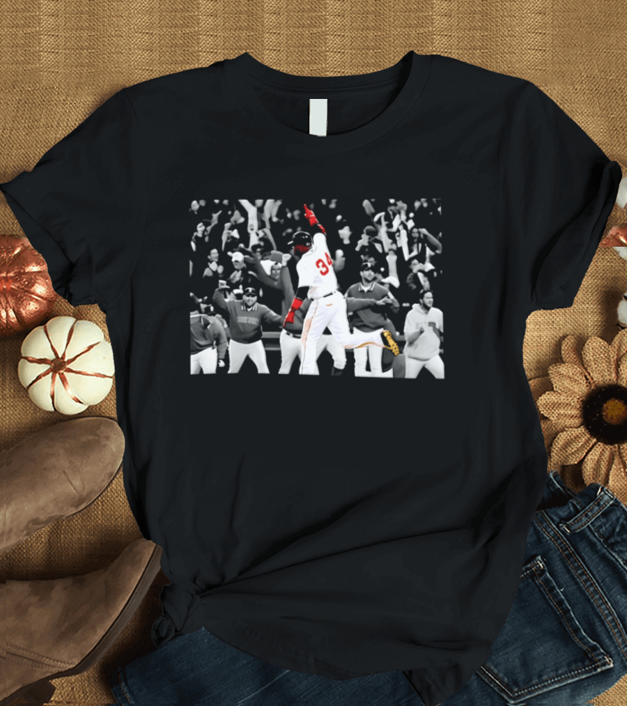 David Ortiz 34 Boston Red Sox Baseball Celebration Moments T-Shirt