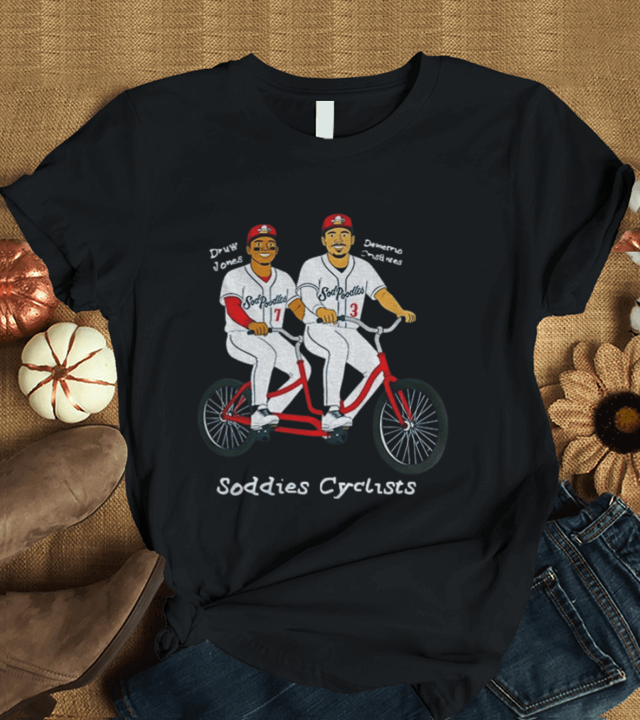 Druw Jones Demetrio Crisantes Sod Poodles Soddies Cyclists Retro Baseball Tandem Riders T-Shirt