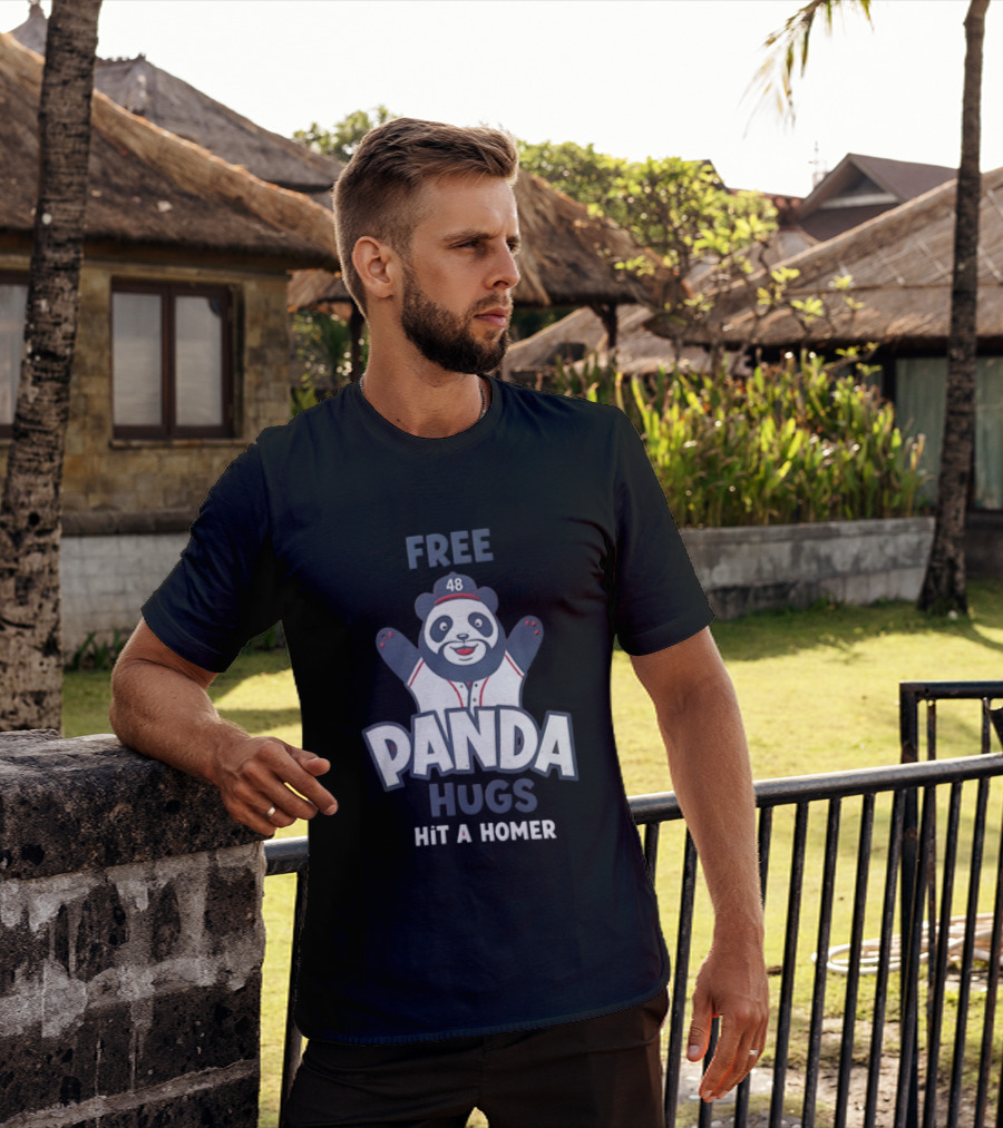 Free Panda Hugs Hit A Homer Baseball Number 48 T-Shirt