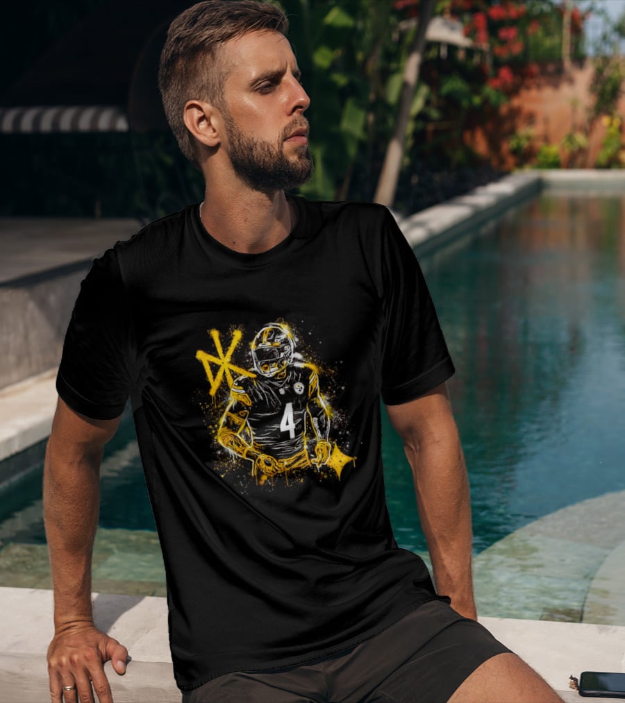 Pittsburgh Steelers Number 4 Player Graffiti T-Shirt