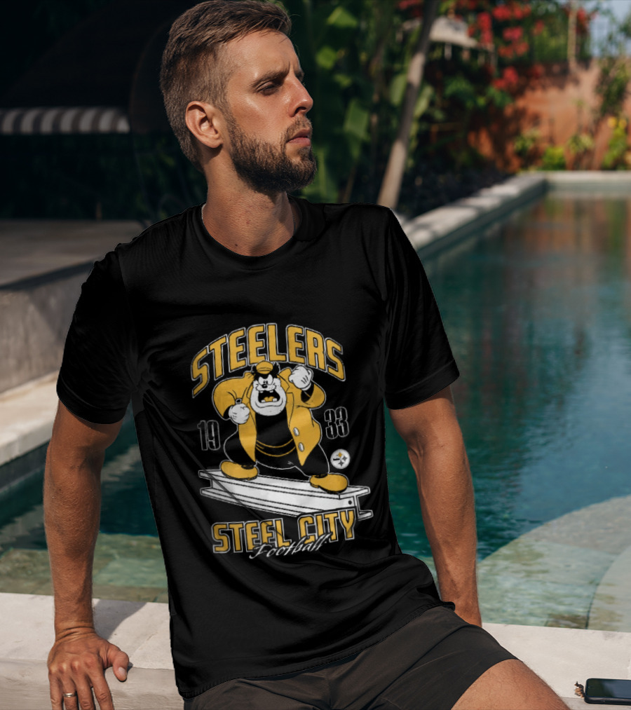 Pittsburgh Steelers 1933 Steel City Football Cartoon Beam T-Shirt