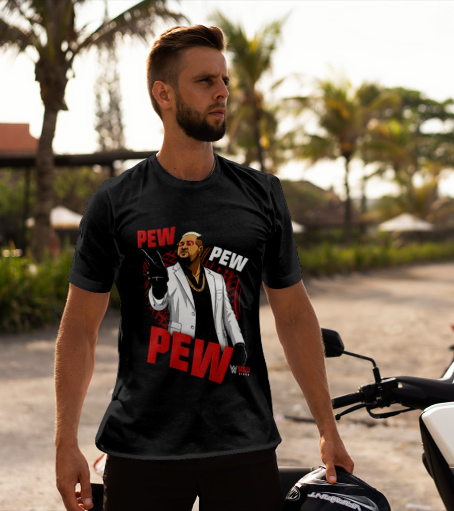 Solo Sikoa Pew Pew WWE Finger Guns White Suit Red Glasses T-Shirt