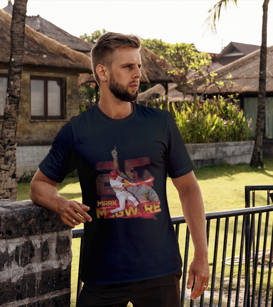 Mark McGwire Baseball Dynamic Red Lightning Swing T-Shirt