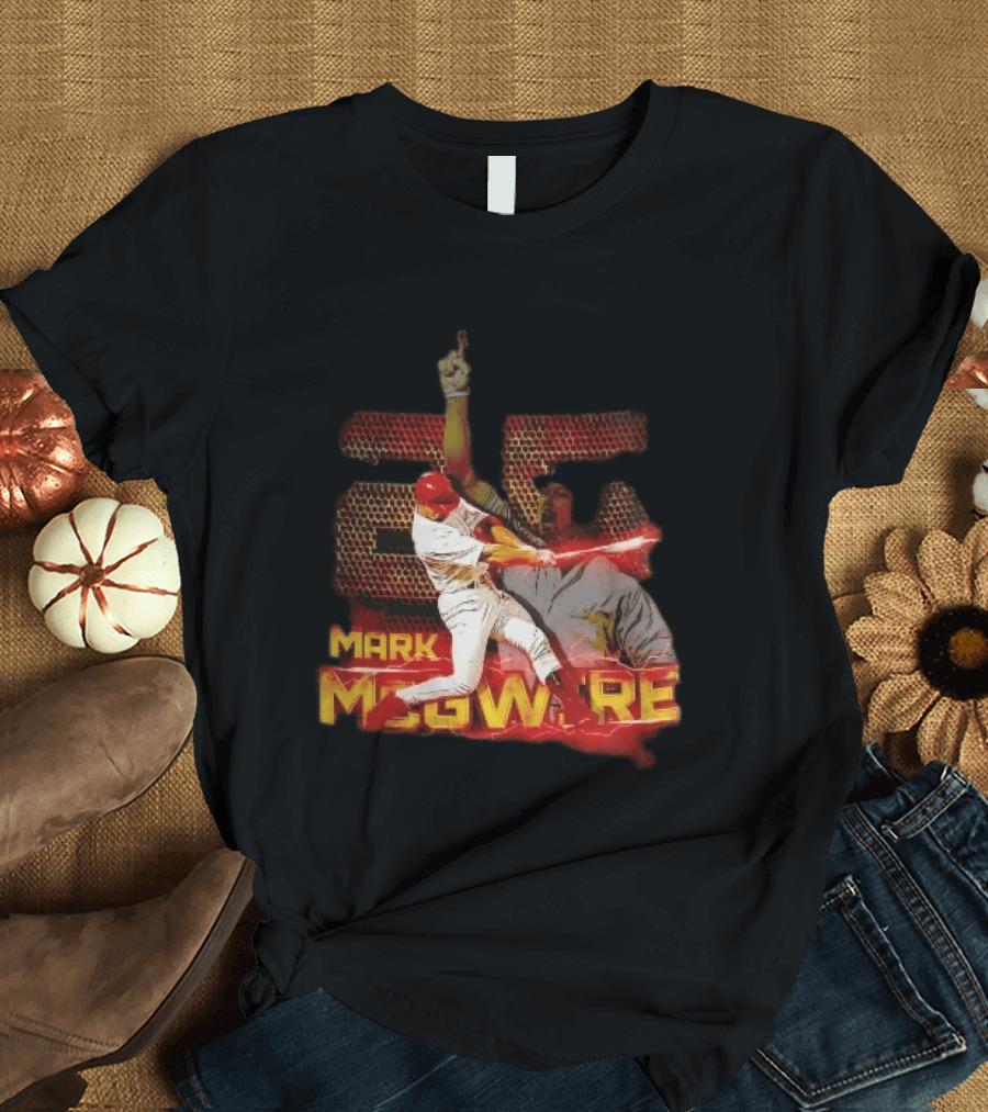 Mark McGwire Baseball Dynamic Red Lightning Swing T-Shirt