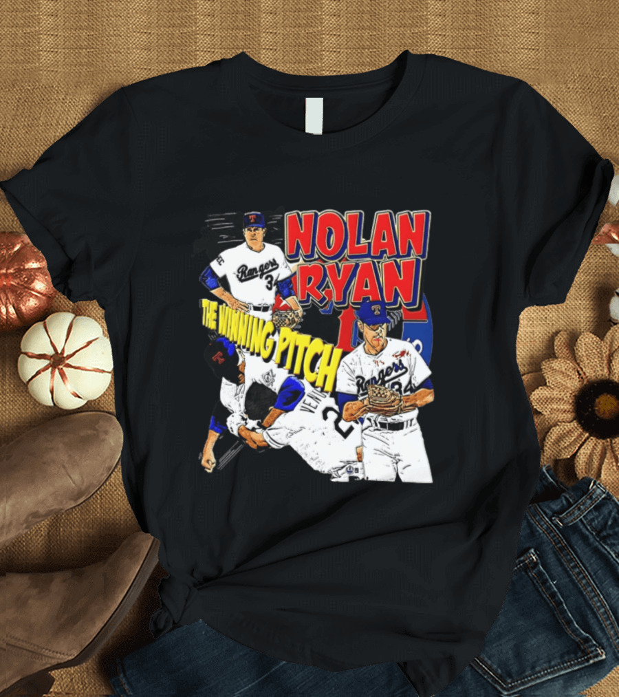 Nolan Ryan Texas Rangers The Winning Pitch Classic Baseball 34 T-Shirt