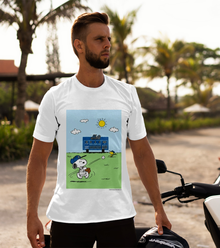 2026 Mets Snoopy Woodstock Baseball Game Scoreboard T-Shirt