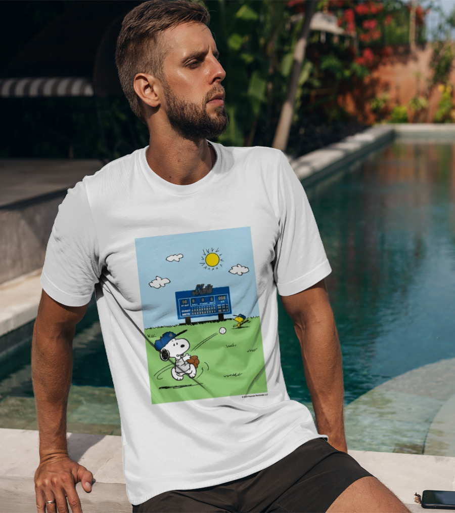 2026 Mets Snoopy Woodstock Baseball Game Scoreboard T-Shirt