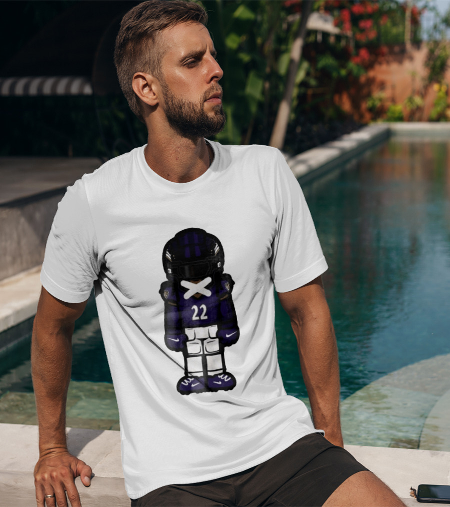 Baltimore Ravens Number 22 Cartoon Character Purple Uniform Football Player T-Shirt