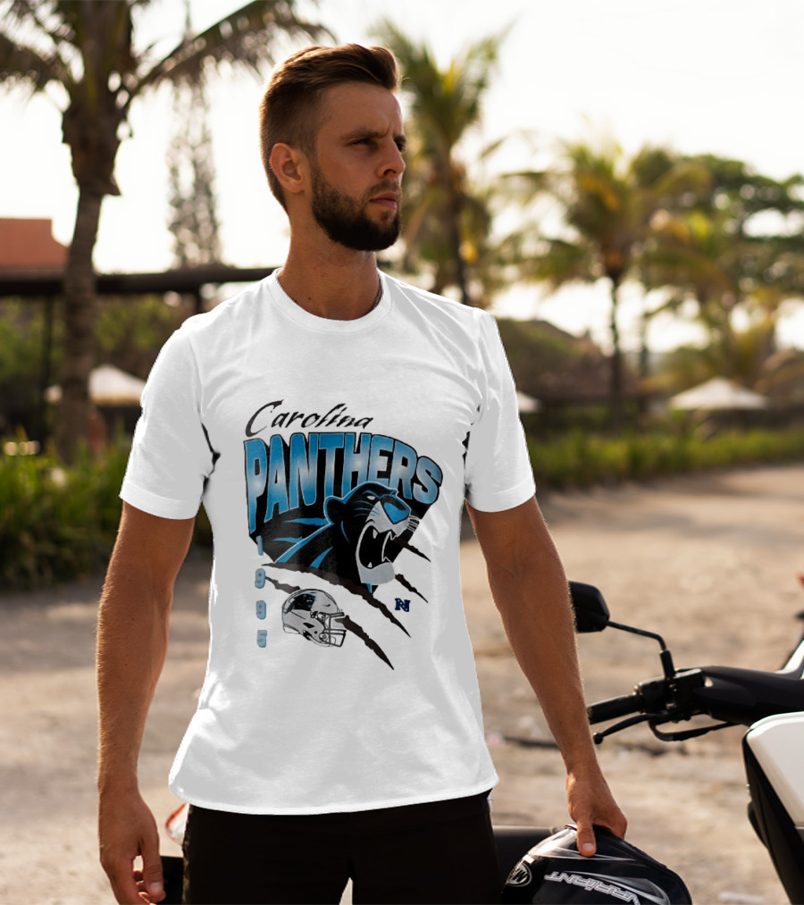 Carolina Panthers 1995 Roaring Head Claw Marks Football Helmet T-Shirt