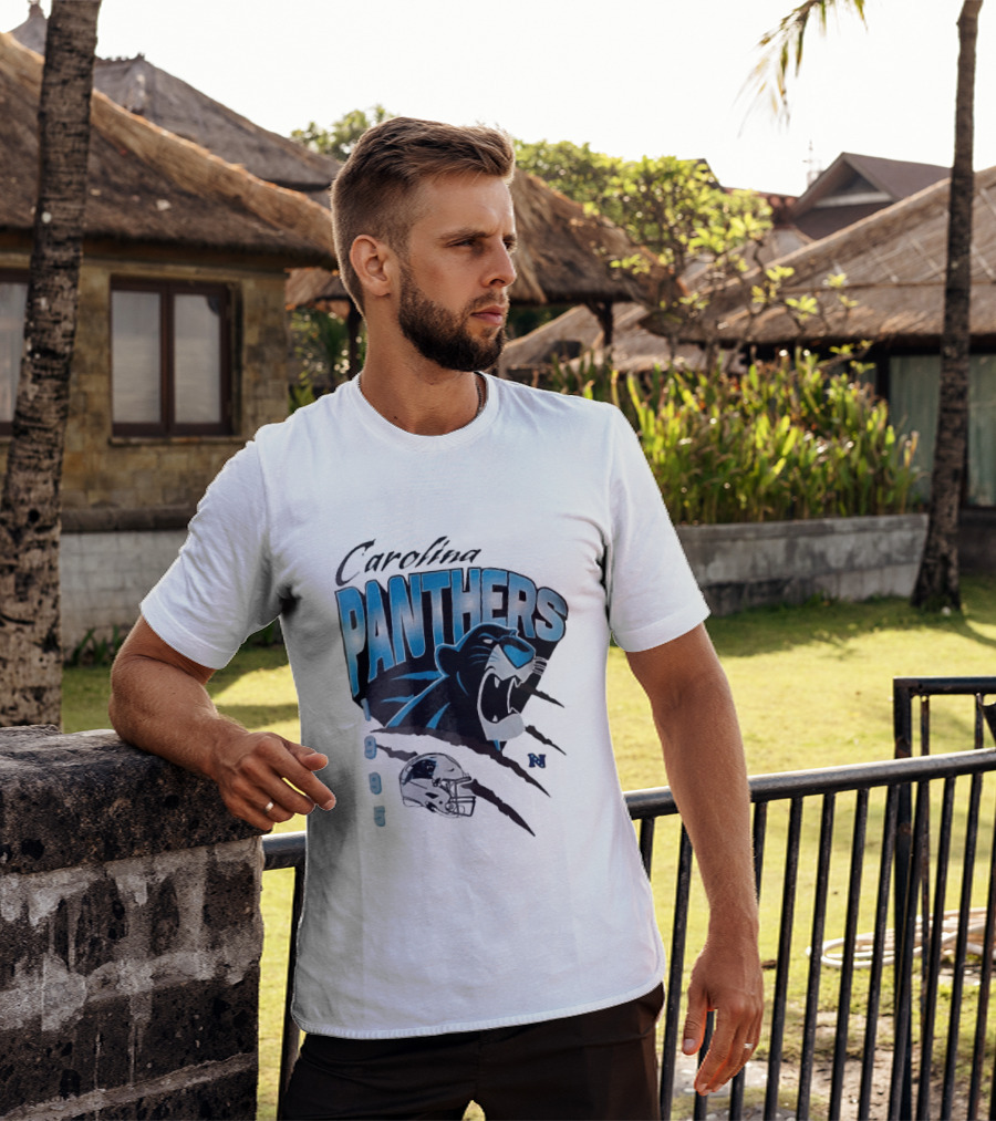 Carolina Panthers 1995 Roaring Head Claw Marks Football Helmet T-Shirt