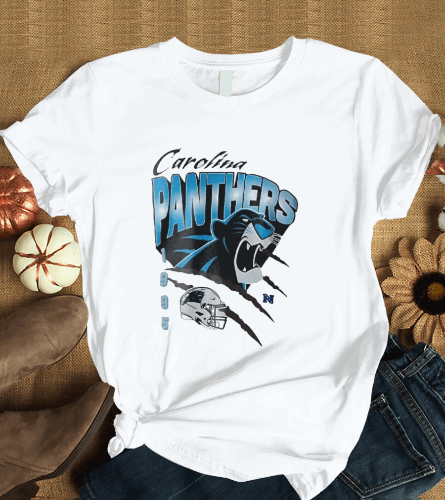 Carolina Panthers 1995 Roaring Head Claw Marks Football Helmet T-Shirt