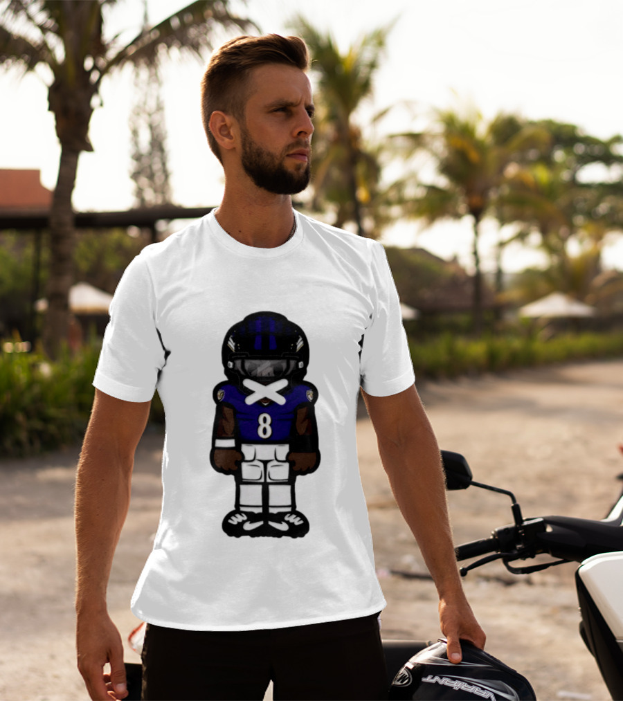 Lamar Jackson Baltimore Ravens Chibi Football 2026 Ravens Jersey Number 8 T-Shirt