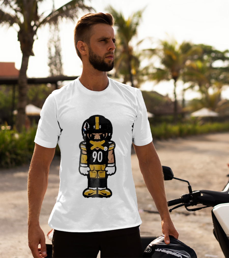 Pittsburgh Steelers 90 Cartoon Football Player Yellow Tape Mouth Iconic Team T-Shirt