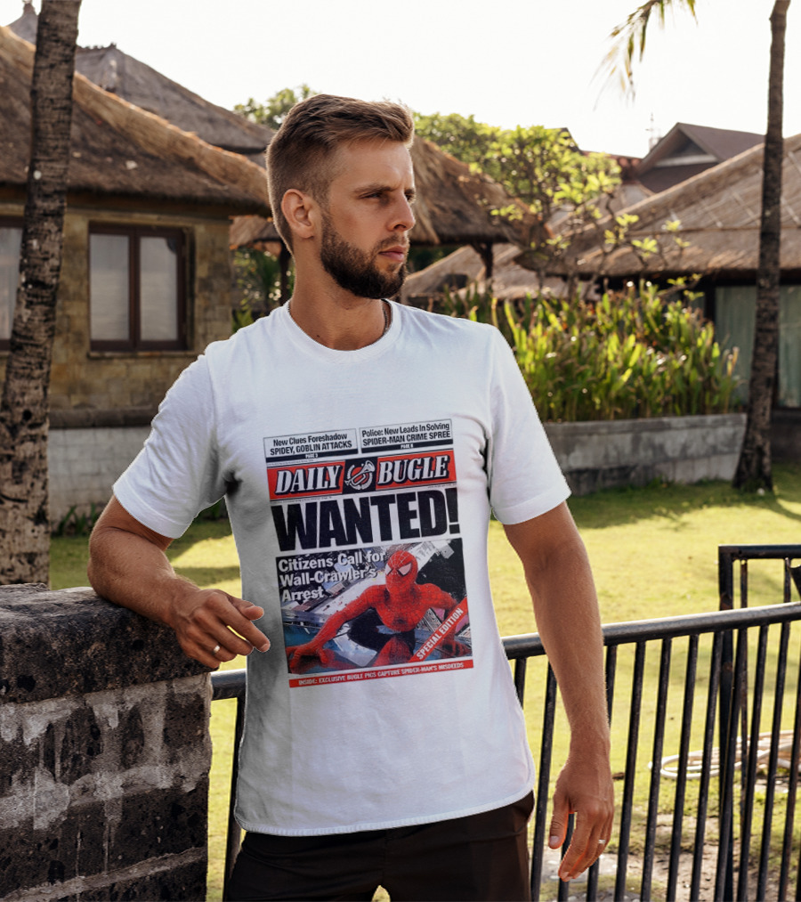 Daily Bugle Wanted Citizens Call Wall Crawler's Arrest Special Edition Spiderman Goblin Police Crime Spree T-Shirt