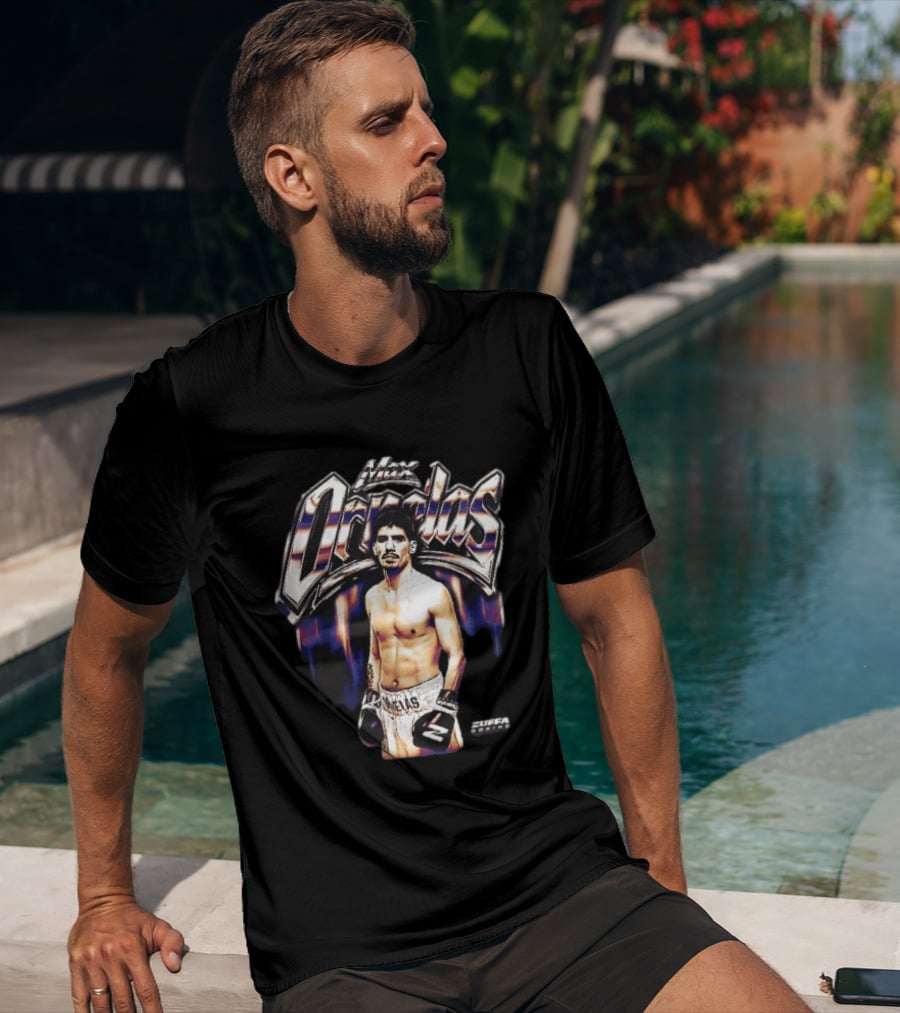 Max Ornelas Boxer Stance Metallic Chrome Lettering Flames Zuffa Boxing Bootleg T-Shirt
