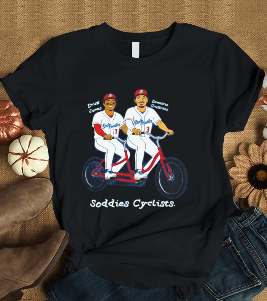 Soddies Cyclists Drew Jones Demelio Crisantes Amarillo Sod Poodles Tandem Bike T-Shirt