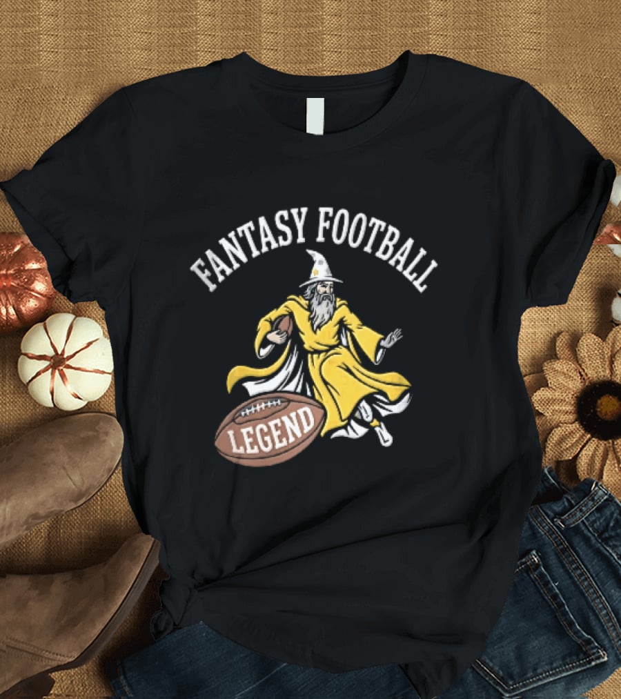 Fantasy Football Legend Yellow Robe Wizard Running With Ball T-Shirt