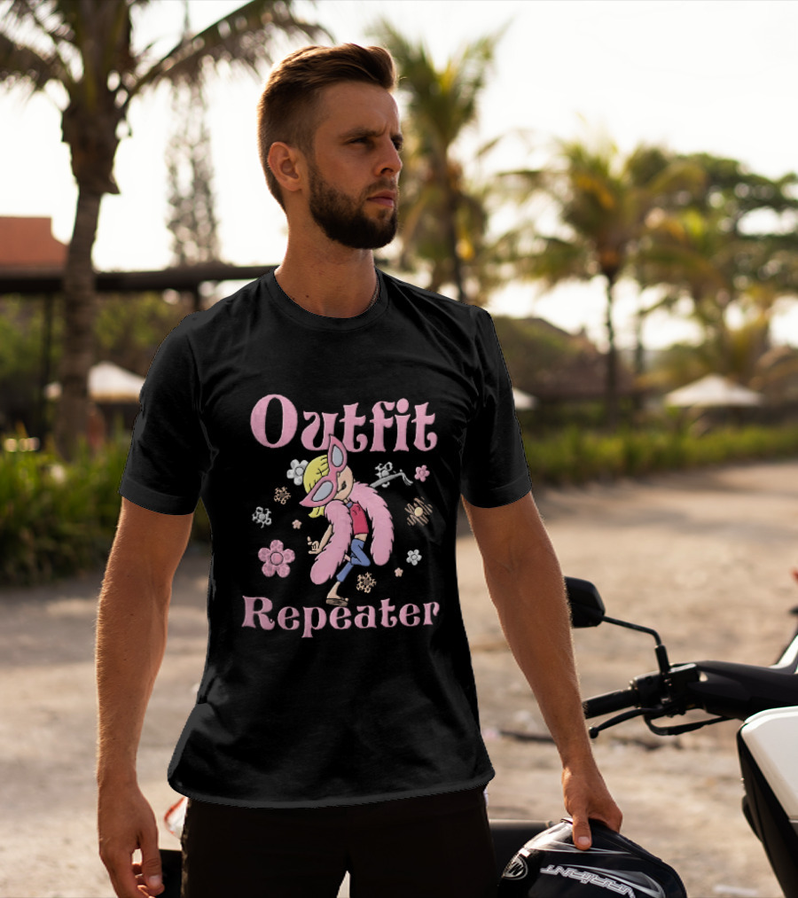 Outfit Repeater Cartoon Girl Pink Sunglasses Floral T-Shirt