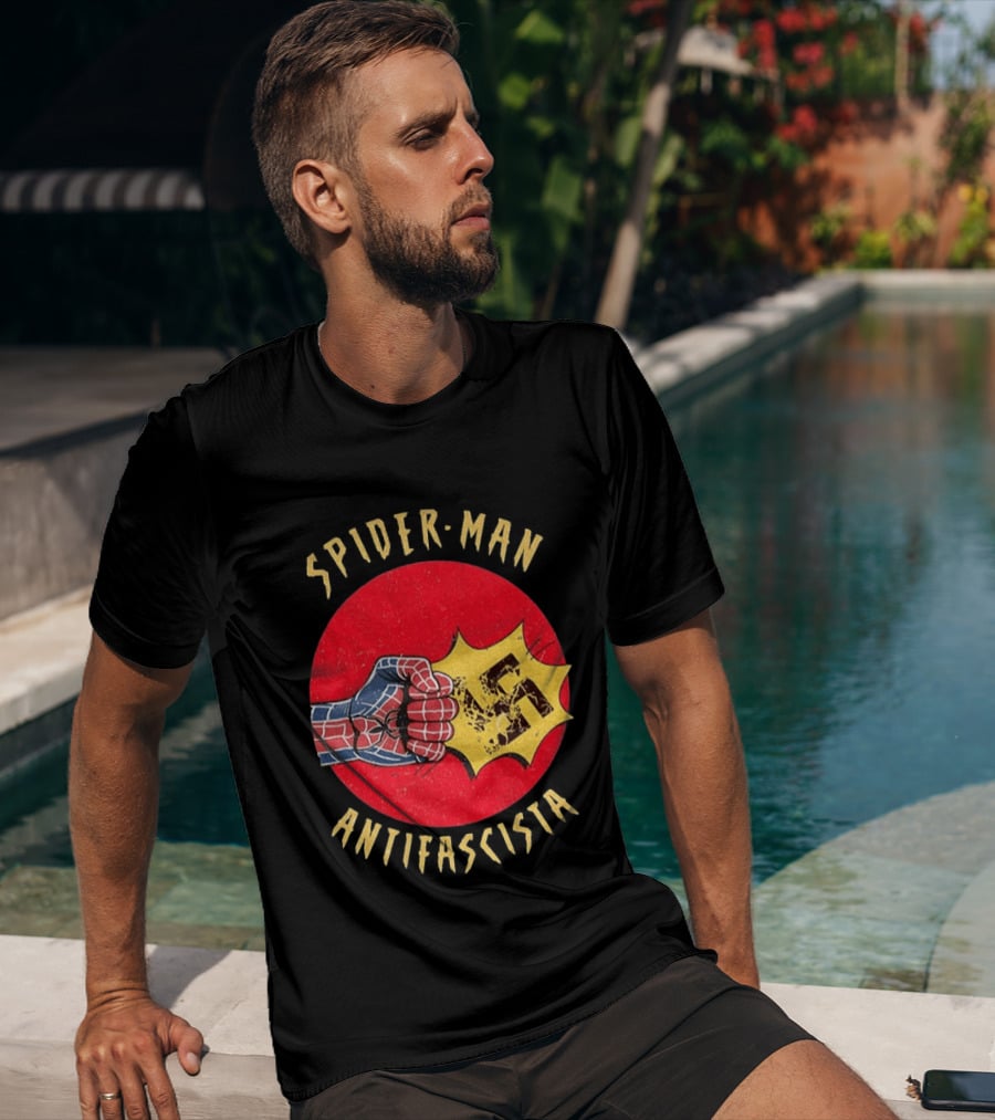 Spider Man Antifascista Punch Kapow Comic Book T-Shirt