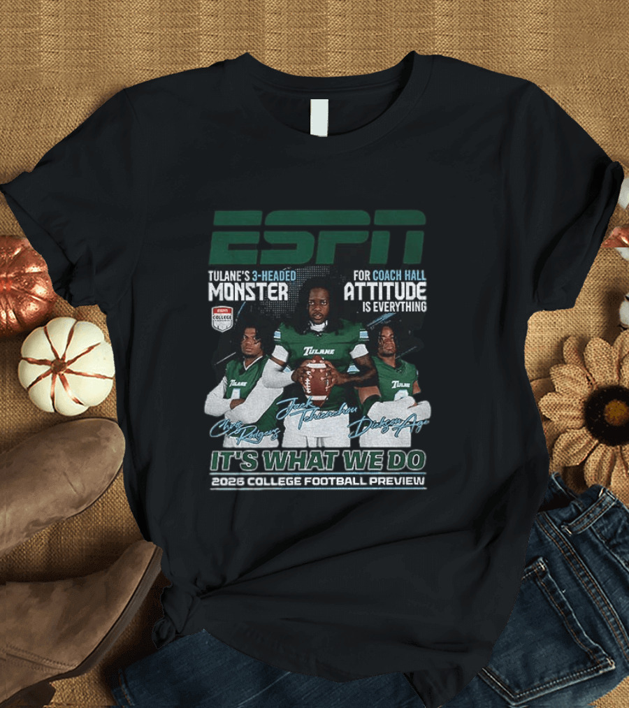 ESPN Tulane's 3 Headed Monster Chris Rodgers Jack Tehienchou Dickson Agu College Football Preview T-Shirt