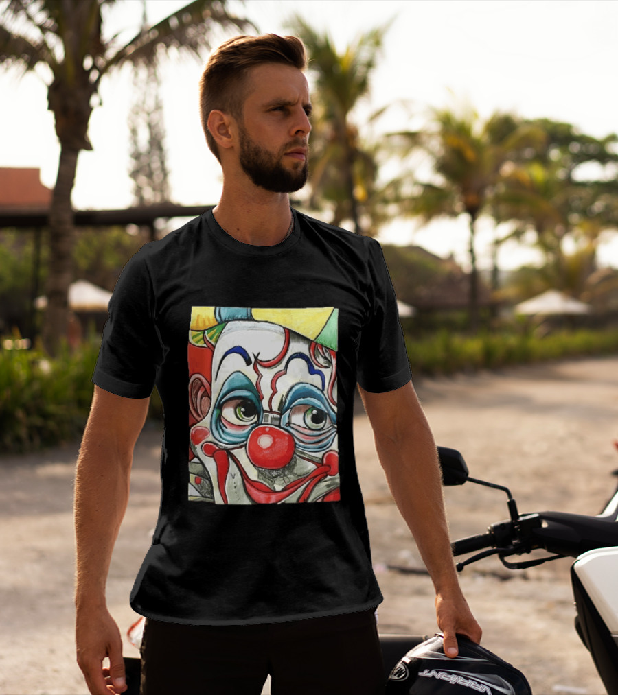 Viktor Clown With Red Nose And Green Eyes Caricature Painting T-Shirt