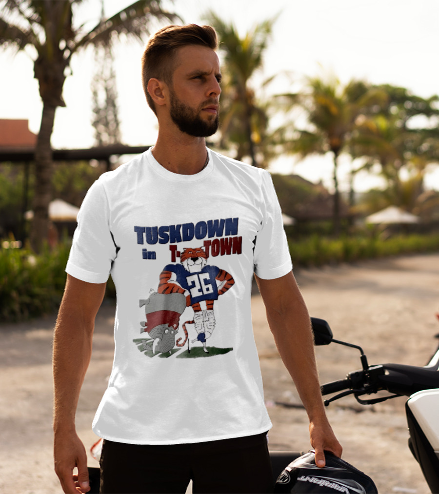 Tuskdown In Town Auburn Tigers NCAA Cartoon Elephant T-Shirt