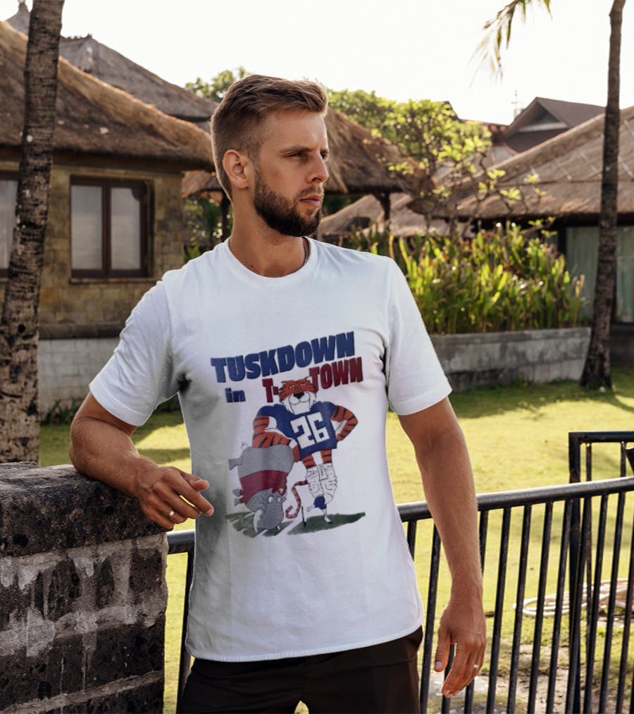 Tuskdown In Town Auburn Tigers NCAA Cartoon Elephant T-Shirt