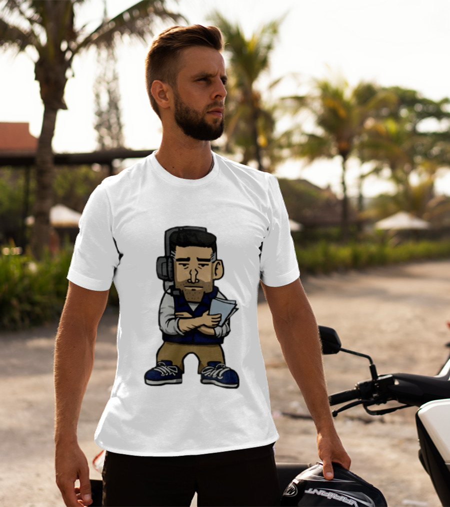 Bill Belichick Headset New England Patriots Coach Caricature T-Shirt