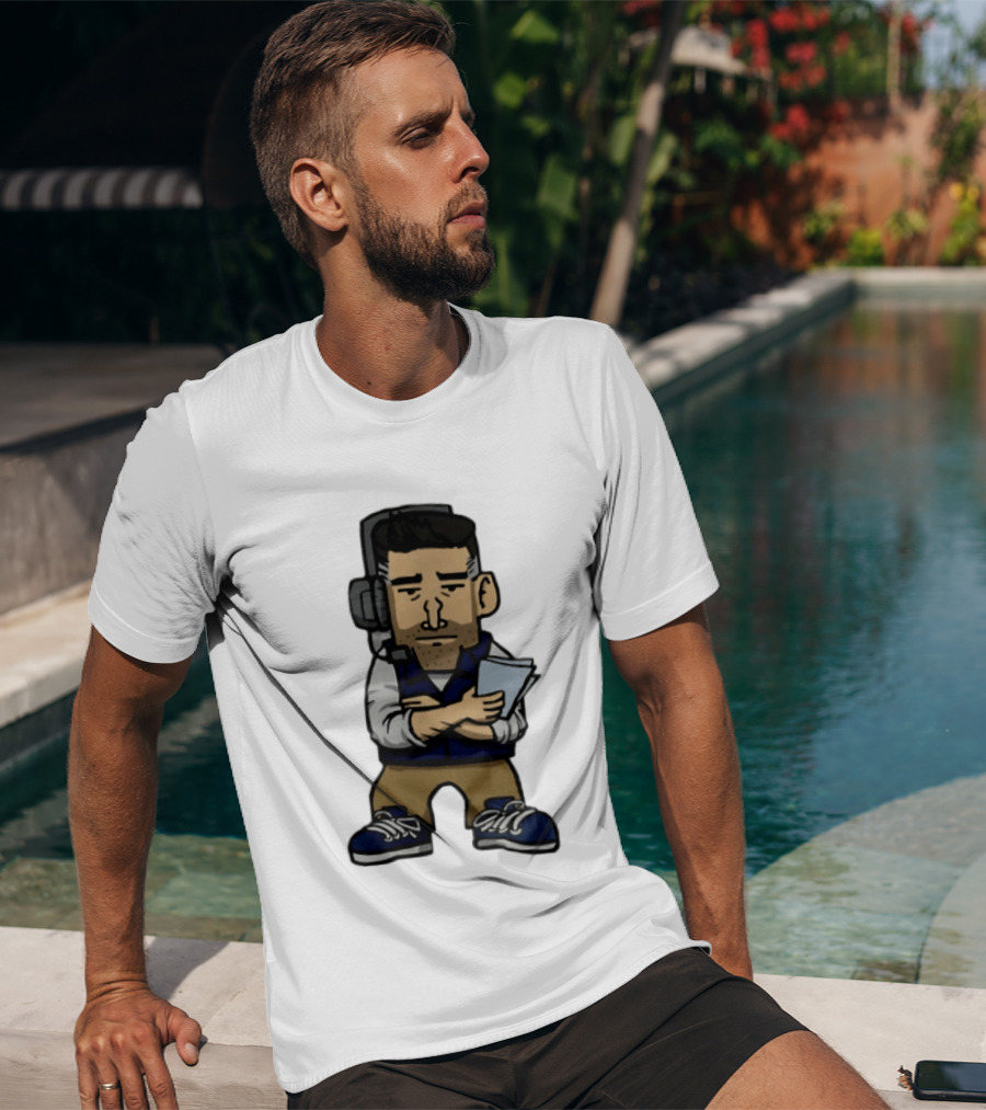 Bill Belichick Headset New England Patriots Coach Caricature T-Shirt
