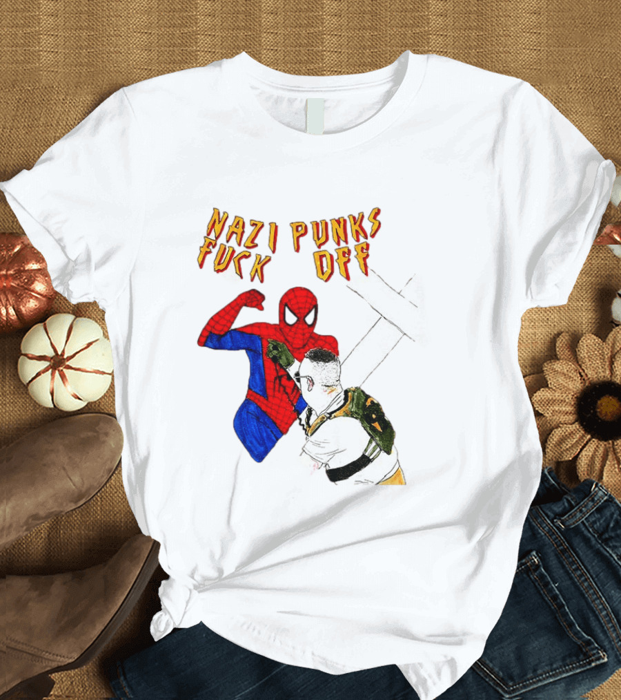 Nazi Punks Fuck Off Spider Man Punching T-Shirt
