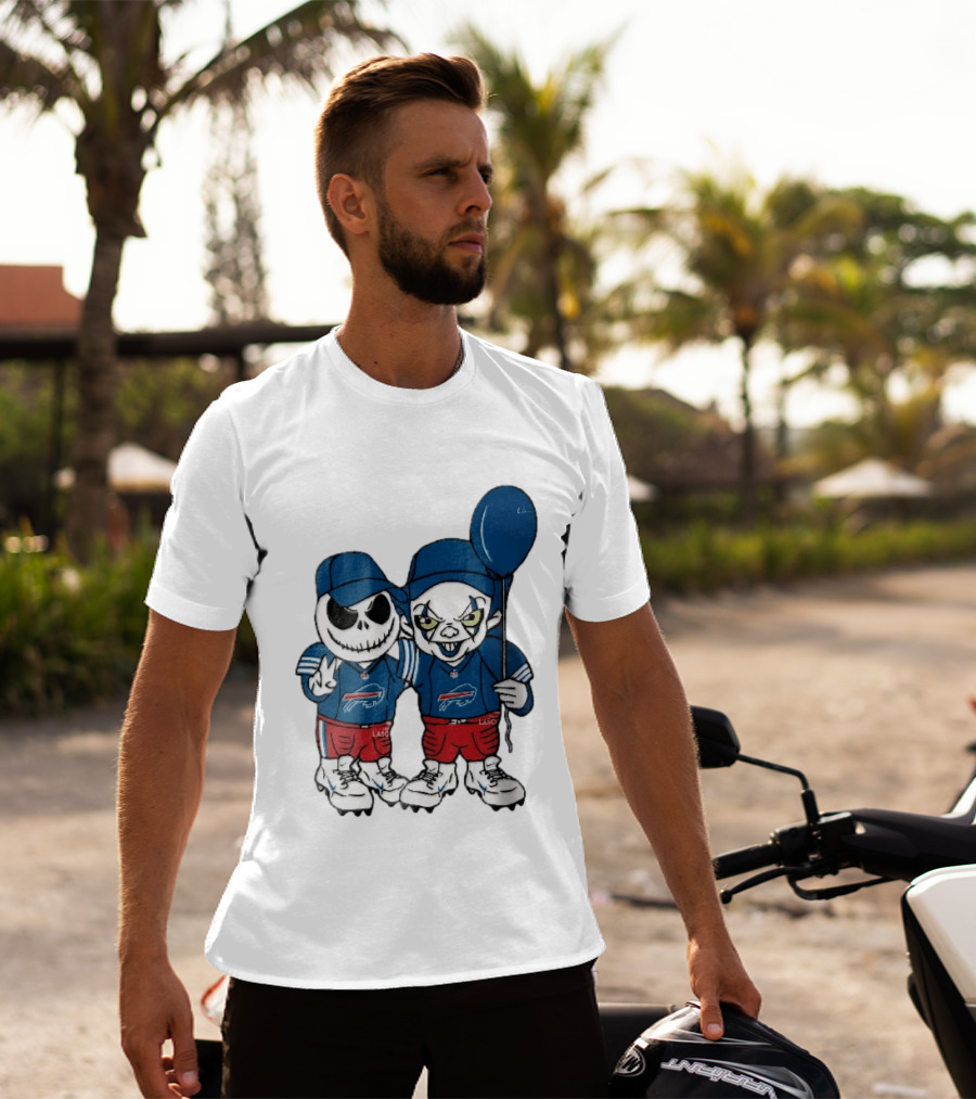 Buffalo Bills Skeleton Clown Duo With Balloon NFL Team Spirit T-Shirt