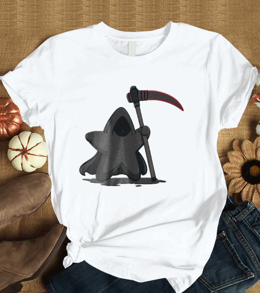 Cartoon Star Grim Reaper Cloak Red Lightsaber Scythe T-Shirt